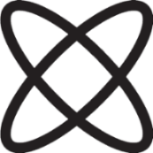 Black monogram symbol on a white background