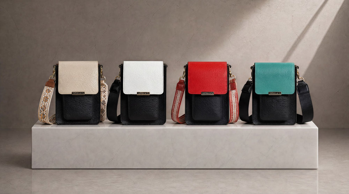 Crossbody bags with customisable front flap and interchangeable straps