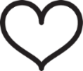 Black heart symbol on a white background
